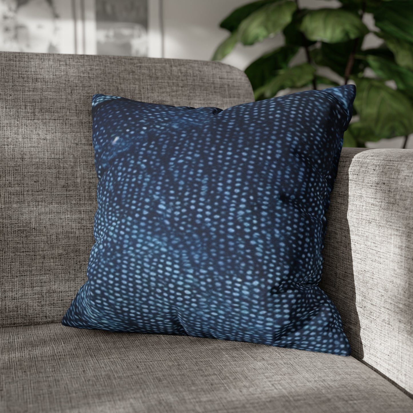 Dark Blue: Distressed Denim-Inspired Fabric Design - Spun Polyester Square Pillow Case