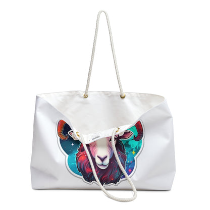 Aries Zodiac Sign - Vivid & Bright Color Cosmic Astrology Symbol - Weekender Bag