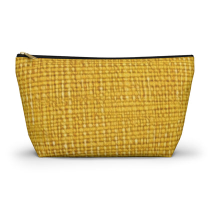 Radiant Sunny Yellow: tela de verano inspirada en la mezclilla - Bolsa para accesorios con parte inferior en forma de T 