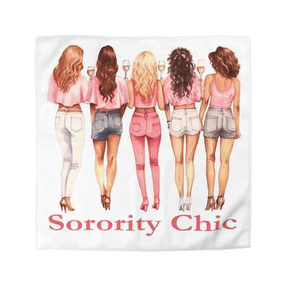 Sorority Chic Bachelorette Party Illustration - Women Toasting - Microfiber Duvet Cover