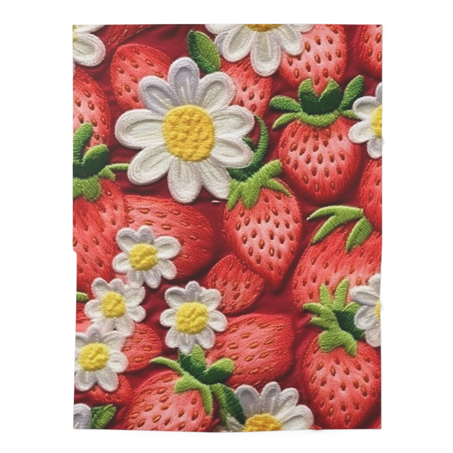 Diseño de bordado de fresas y fresas - Fruta dulce de bayas rojas frescas - Manta para bebé 