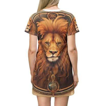 Astrological Leo Sign Vibrant Celestial Cosmic Zodiac - T-Shirt Dress (AOP)