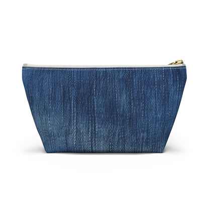 Indigo Splash: Washed Denim Reverie in Deep Blue - Accessory Pouch w T-bottom