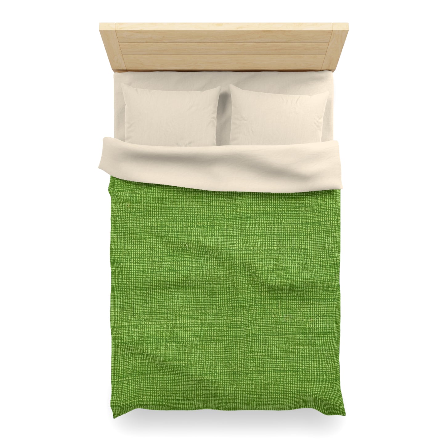 Olive Green Denim-Style: Seamless, Textured Fabric - Microfiber Duvet Cover