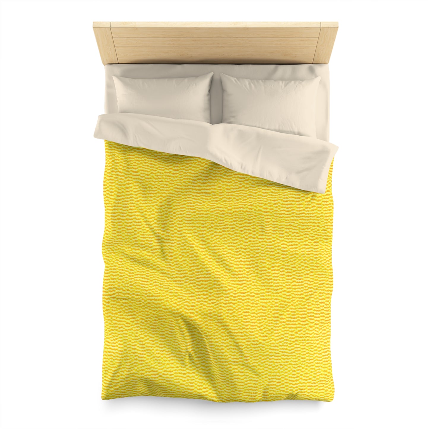 Sunshine Yellow Lemon: Denim-Inspired, Cheerful Fabric - Microfiber Duvet Cover