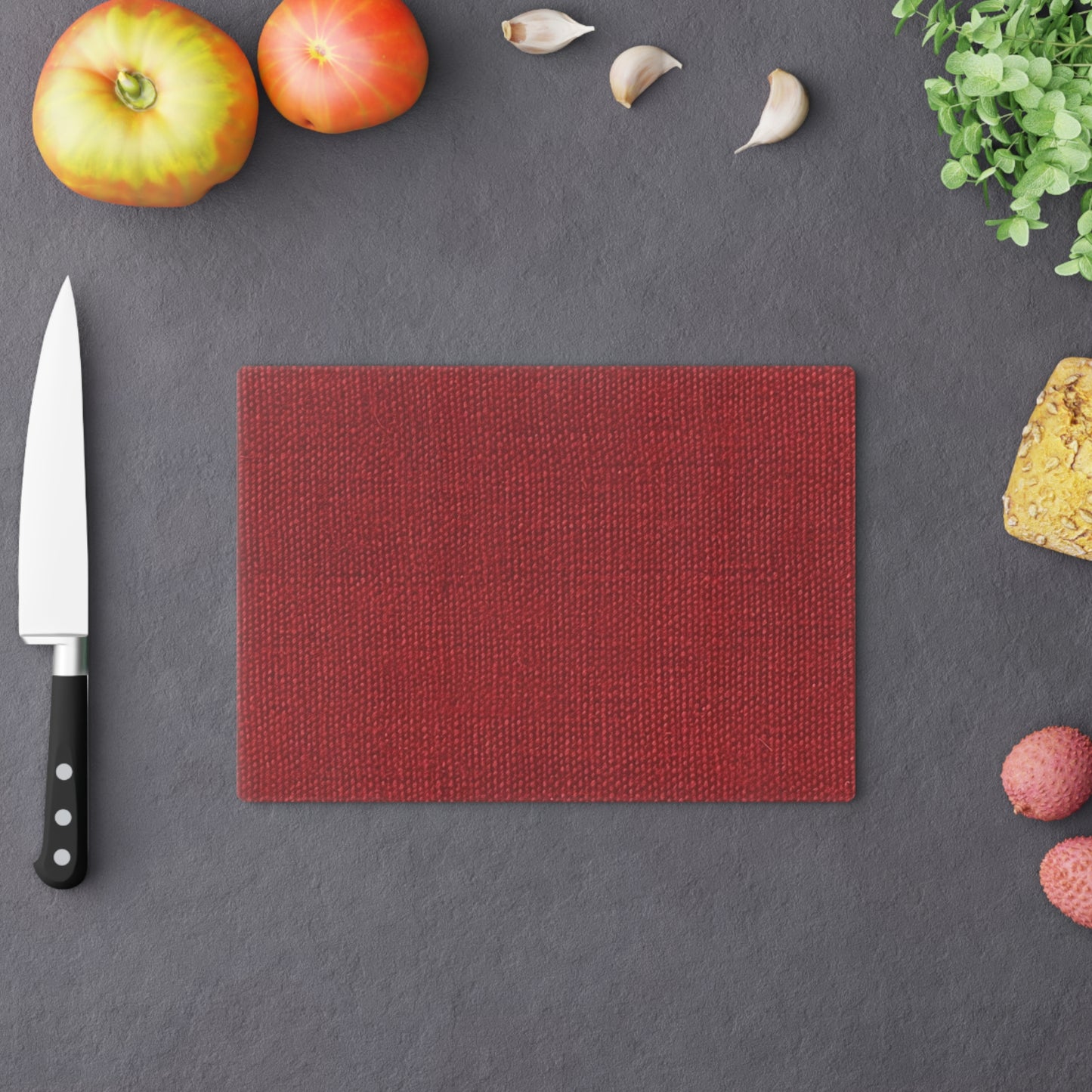 Bold Ruby Red: Denim-Inspired, Passionate Fabric Style - Cutting Board