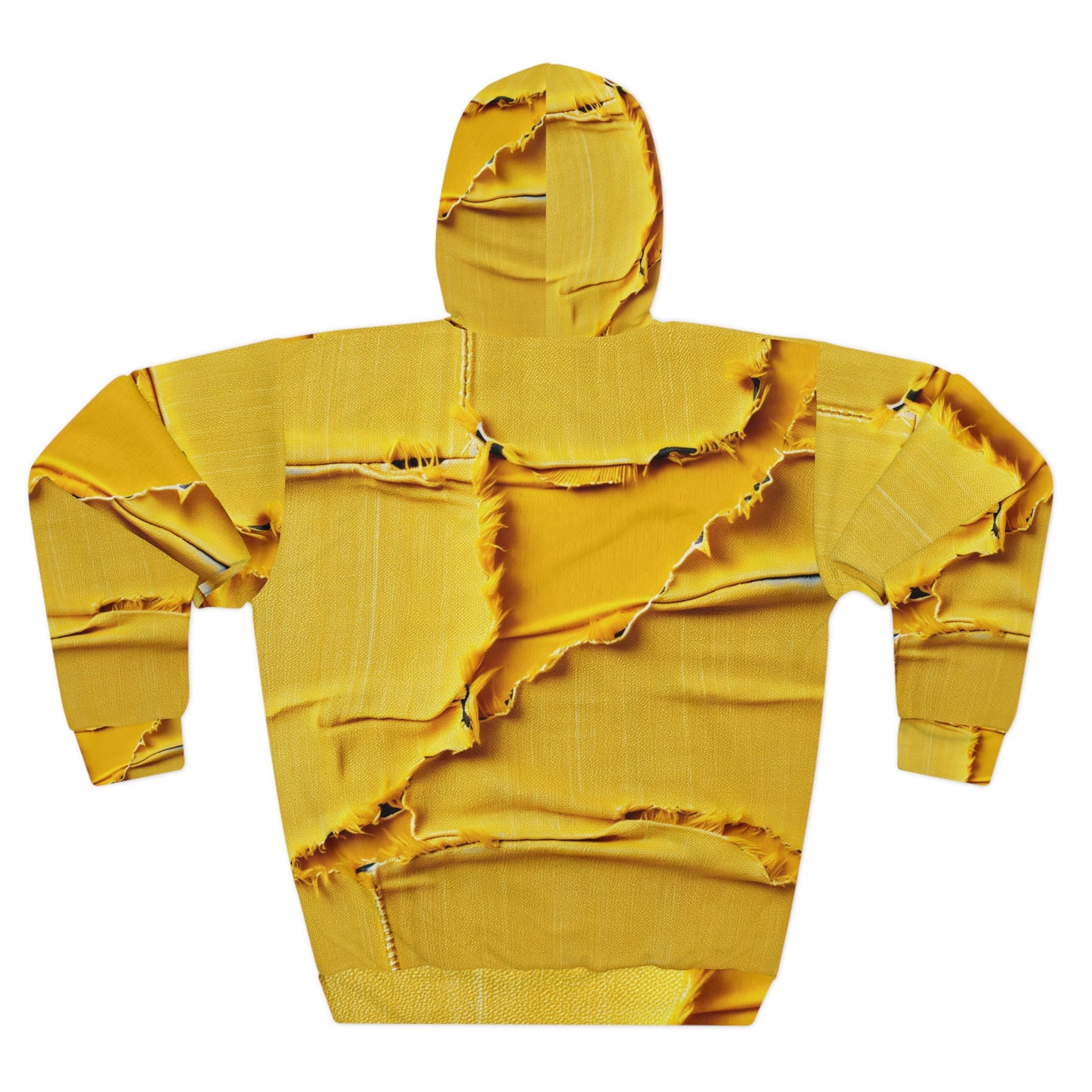 Banana Yellow Lemon: Bold Distressed, Denim-Inspired Fabric - Unisex Pullover Hoodie (AOP)