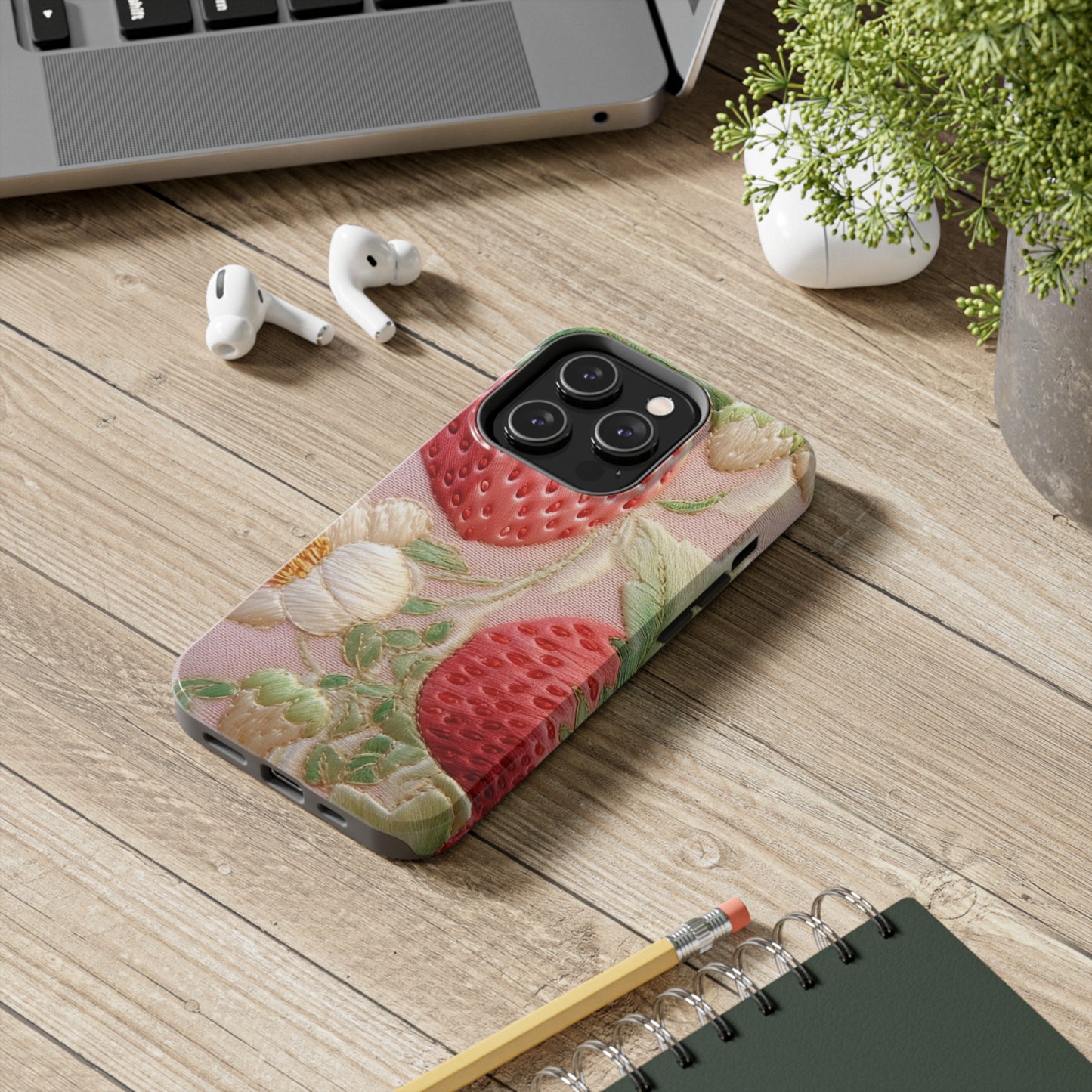 Red Berry Strawberries - Embroid Fruit - Healthy Crop Feast Food Design - Tough Phone Cases