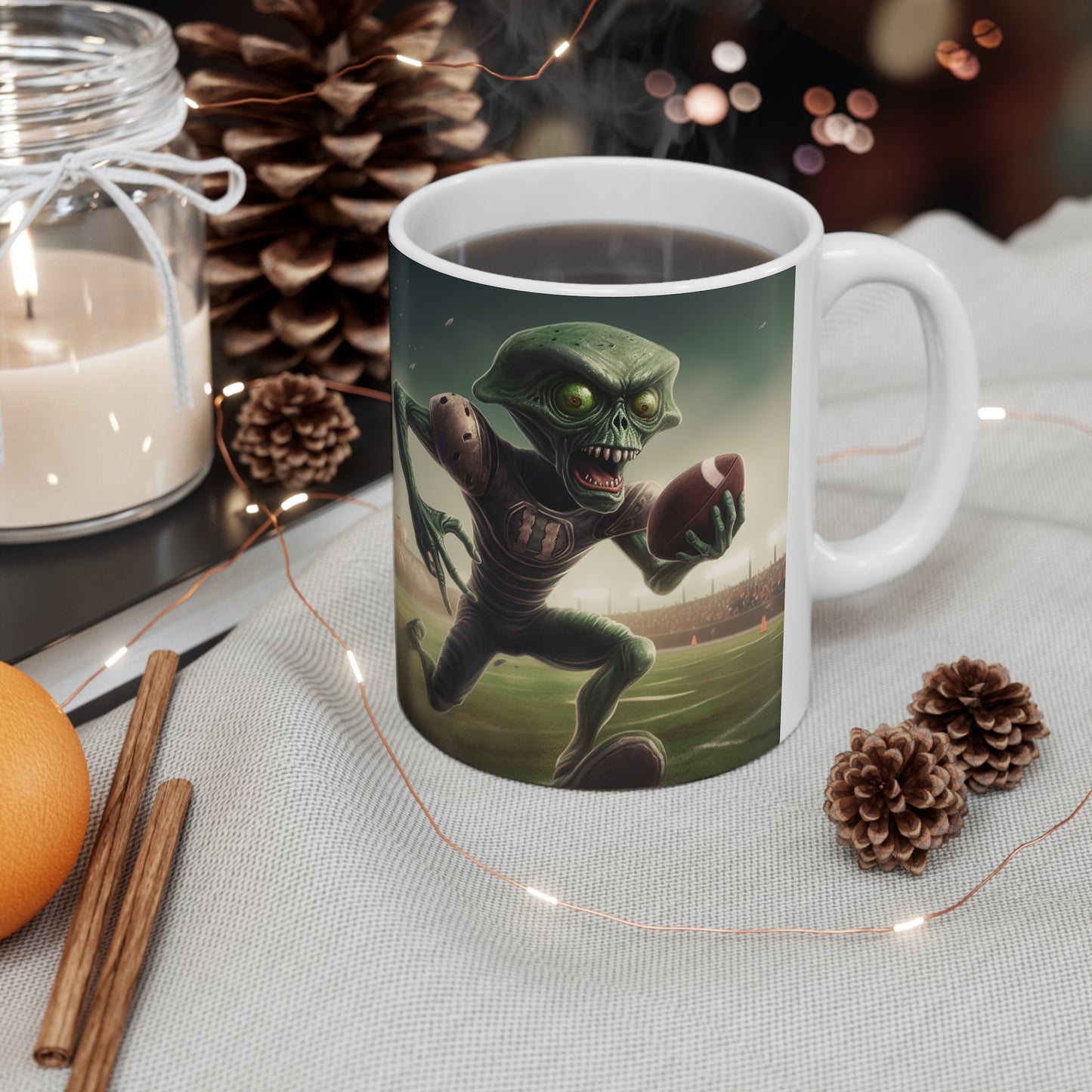 Alien Football Space Sport Game Stadium Athlete Galaxy Player - Ceramic Mug 11oz