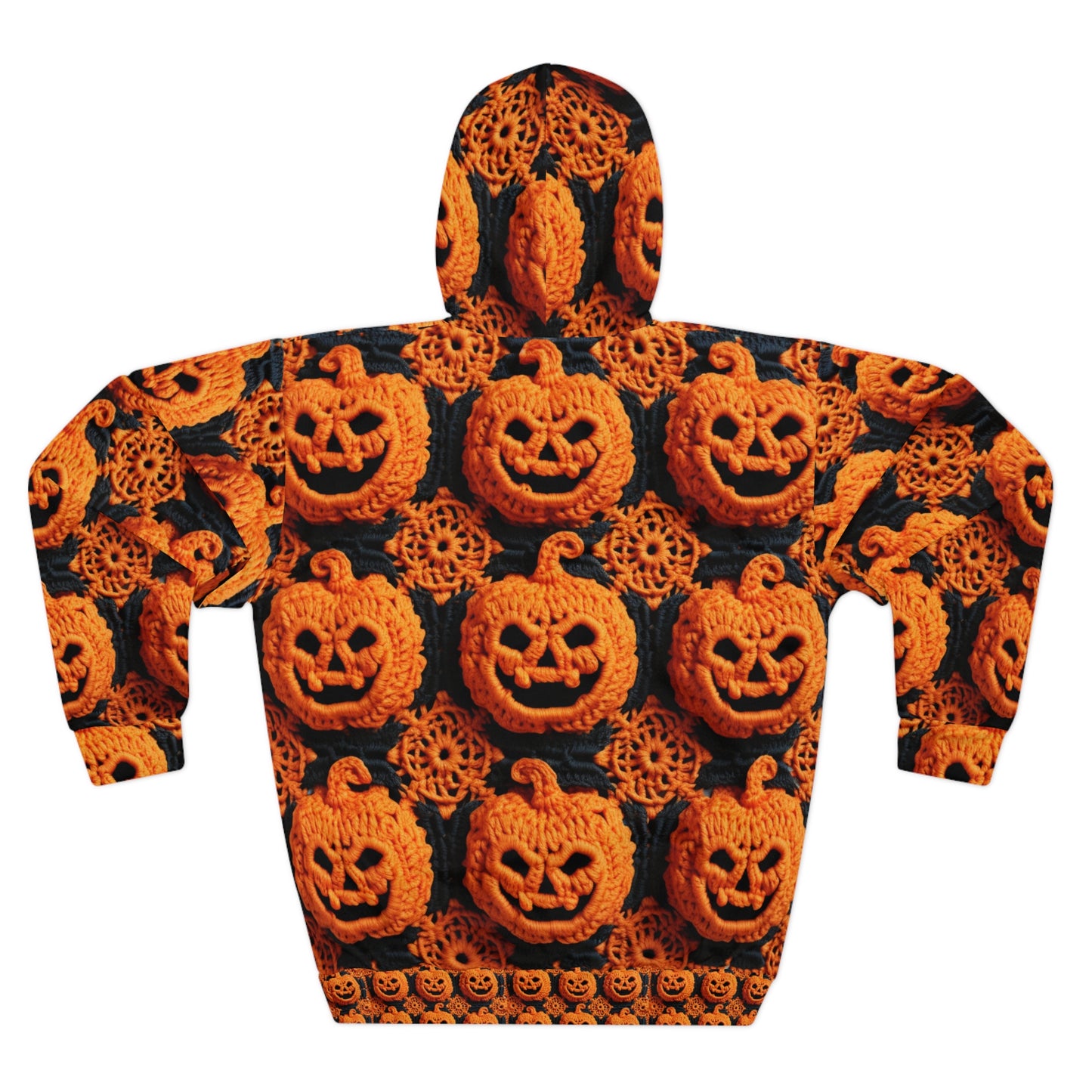 Halloween Crochet Pumpkin Scary Horror Festive Holiday Pattern - Unisex Pullover Hoodie (AOP)