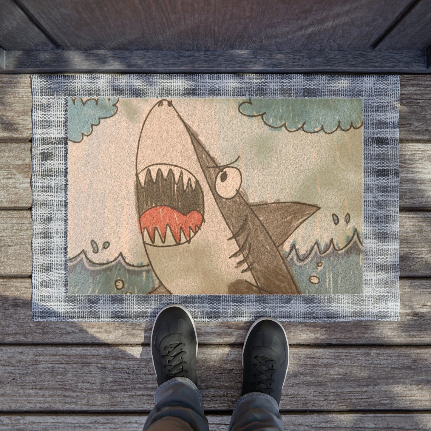 Shark Jaws Beach Ocean Sea Style Door Coir Mat - Grade A Tufted Coir Coconut Fiber