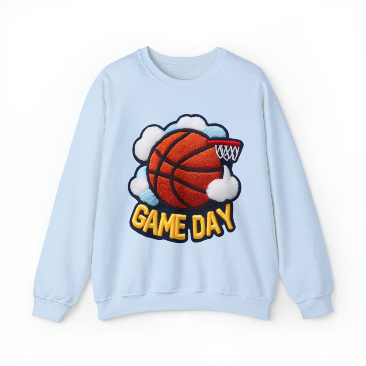 Game Day Basketball シェニール パッチ刺繍デザイン - ユニセックス ヘビー ブレンド™ クルーネック スウェットシャツ