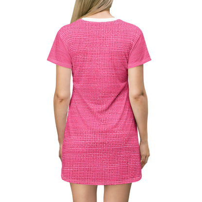 Doll-Like Pink Denim Designer Fabric Style - T-Shirt Dress (AOP)