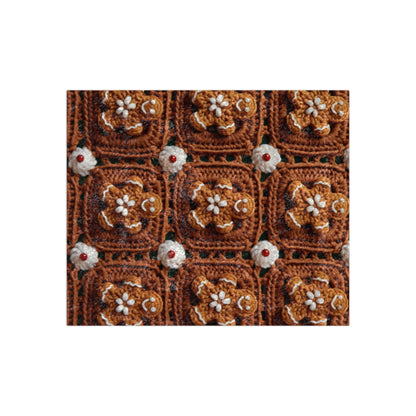 Gingerbread Man Crochet, Classic Christmas Cookie Design, Festive Yuletide Craft. Holiday Decor - Crushed Velvet Blanket