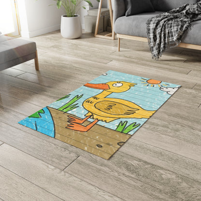 Yellow Duck Bird Pond Dobby Rug