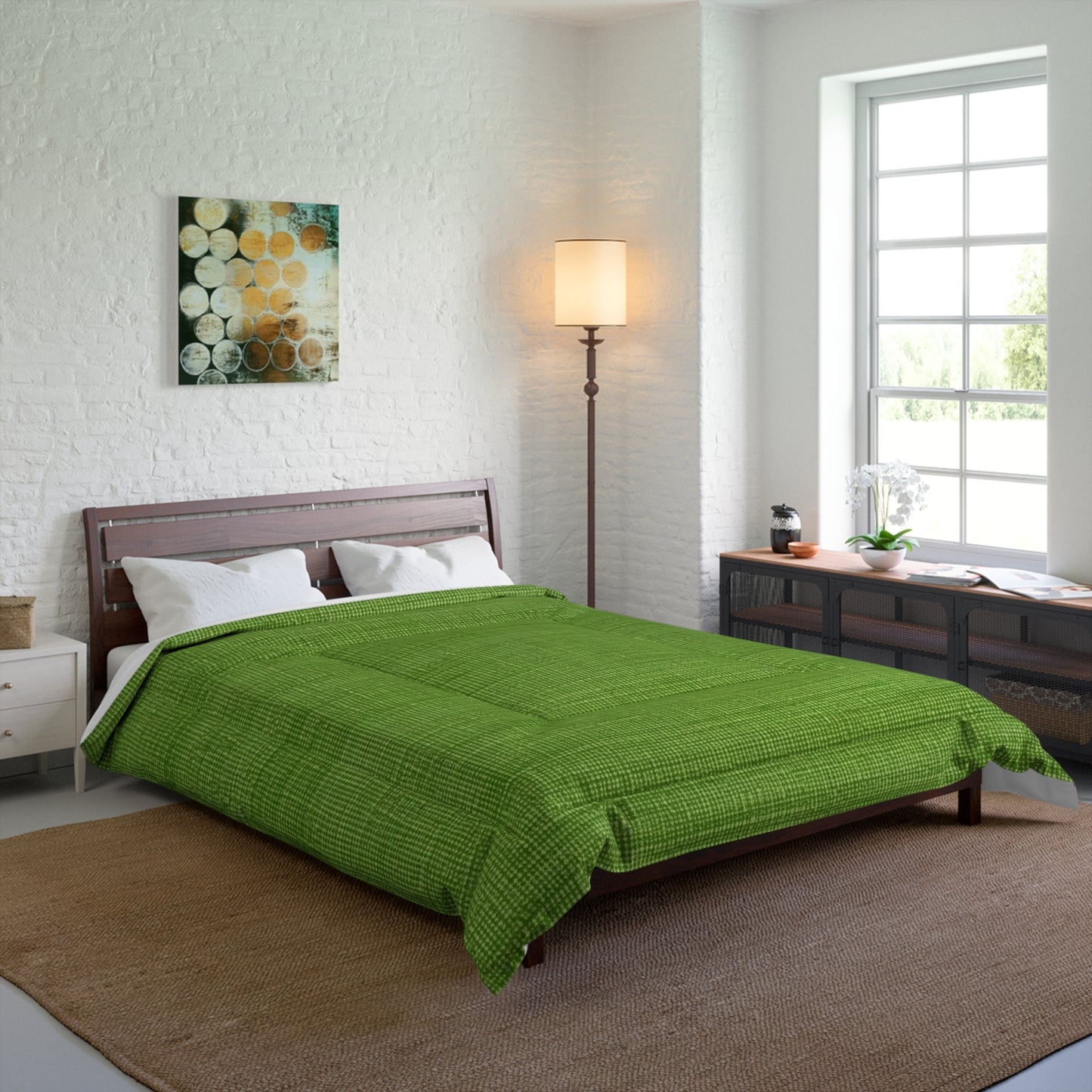 Olive Green Denim-Style: Seamless, Textured Fabric - Comforter