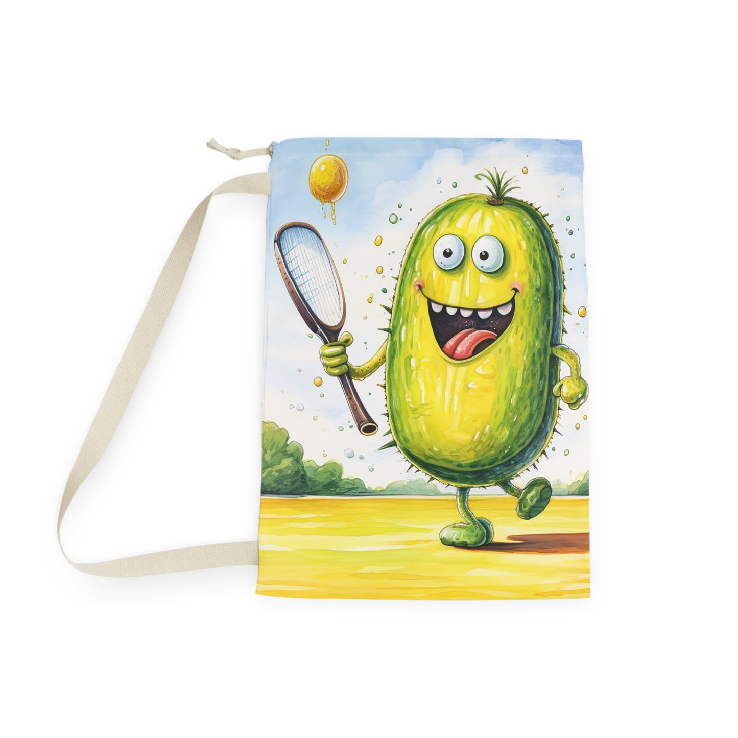 Pickleball Sport: Athletic Pickle Playing Game with Net and Paddle - Laundry Bag