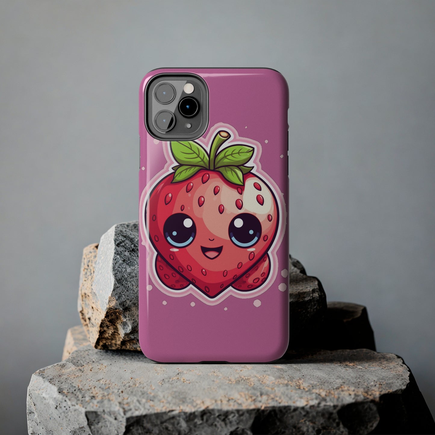 Kawaii Strawberry Adventure - Anime Classic Traditional Japanese Fruit - Otaku Artwork - Tough Phone Cases