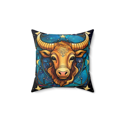 Taurus Constellation Zodiac Sign Astrology Cosmic Art - Spun Polyester Square Pillow