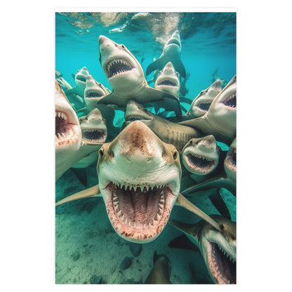 Laughing Lemon Sharks: Joyful Sea Jaws Ocean Deep - Wrapping Paper