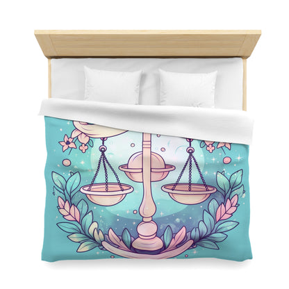 Astrología Libra - Iluminación suave y símbolo del signo del zodíaco en colores pastel - Funda nórdica de microfibra 