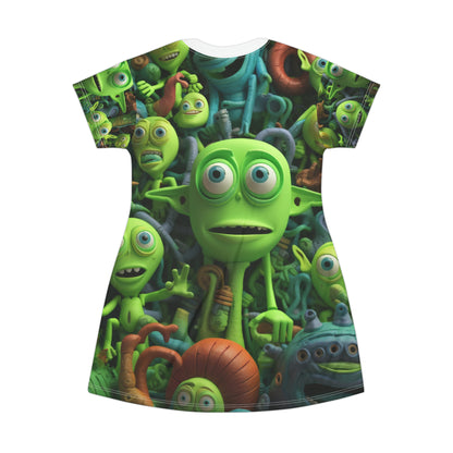 Toy Alien Story Space Character Galactic UFO Anime Cartoon - T-Shirt Dress (AOP)