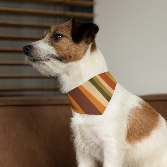 Groovy 1970s Mod-Inspired Bold Orange, Green, Rust, Gold, and BeigePet Bandana Collar