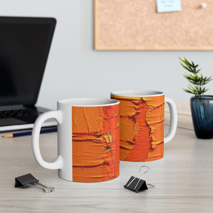 Naranja cítrica ardiente: tela desgastada y vanguardista inspirada en la mezclilla - Taza de cerámica de 11 oz