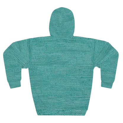 Diseño de tela vaquera color turquesa menta de calidad, material elegante, sudadera con capucha unisex (AOP) 