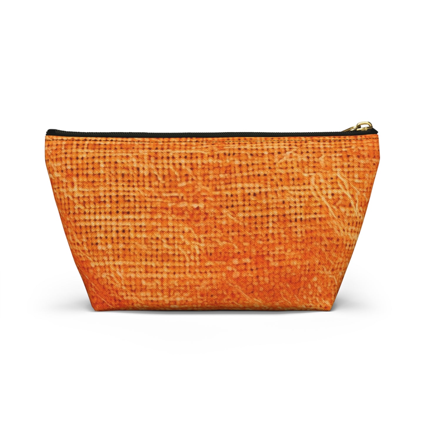 Naranja quemado/óxido: tela de color otoñal inspirada en la mezclilla - Bolsa para accesorios con parte inferior en forma de T 