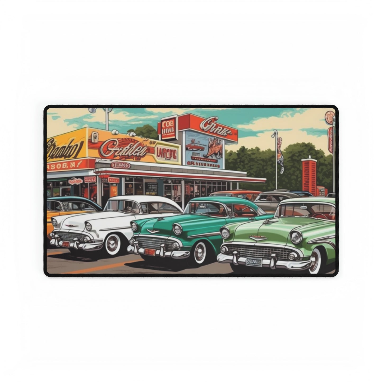 1950s Classic Car Collection Retro Artwork - Desk Mats