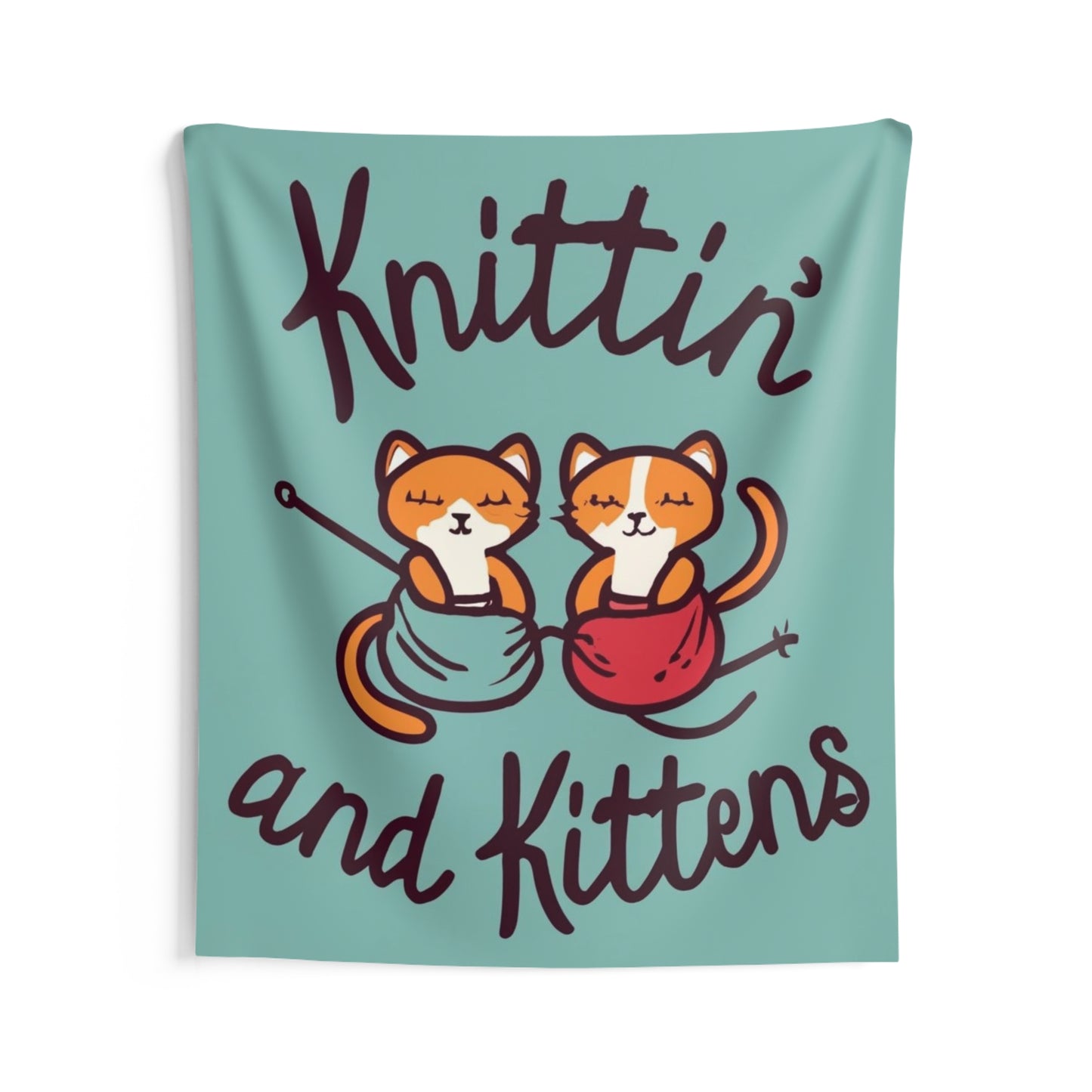 Knittin with Kittens: Cozy Cat and Stitch Blend - Indoor Wall Tapestries