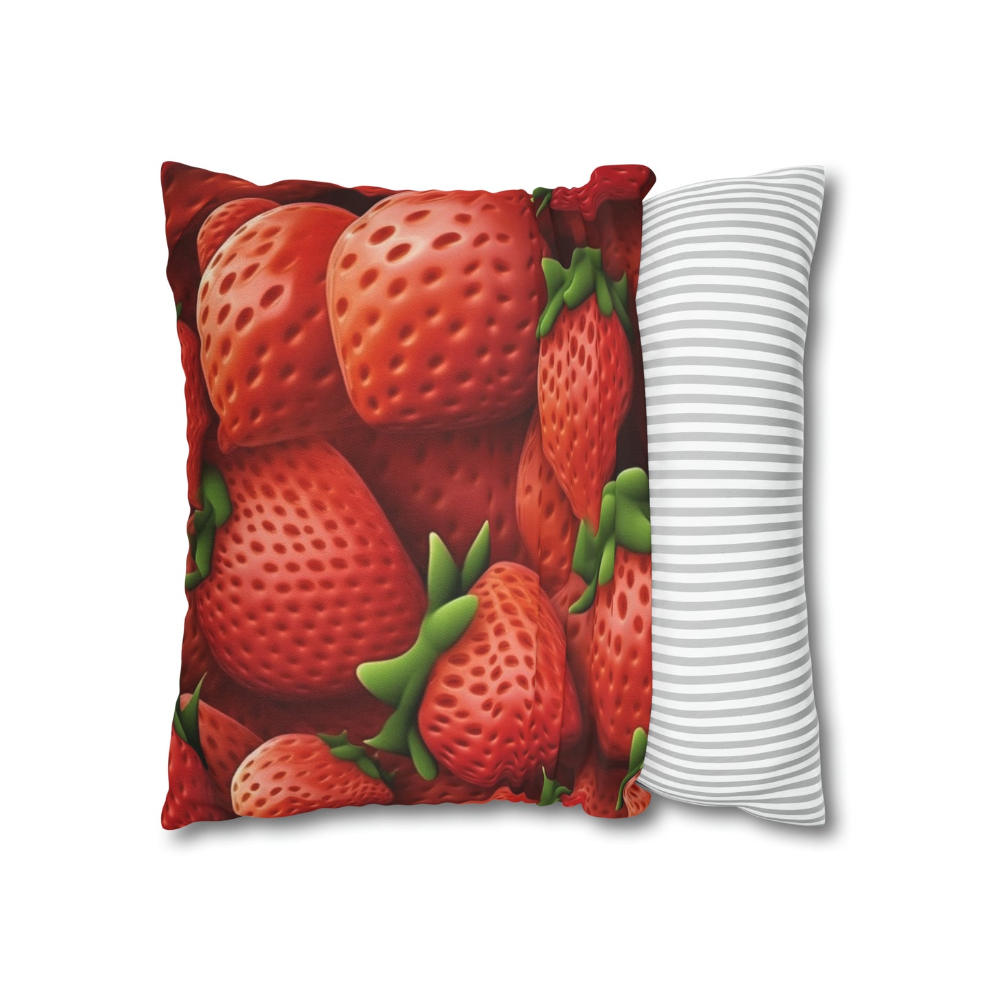 Garden Strawberries- Wild Sweet Gourmet - Farm Growing Ripe Red Fruit -Spun Polyester Square Pillow Case