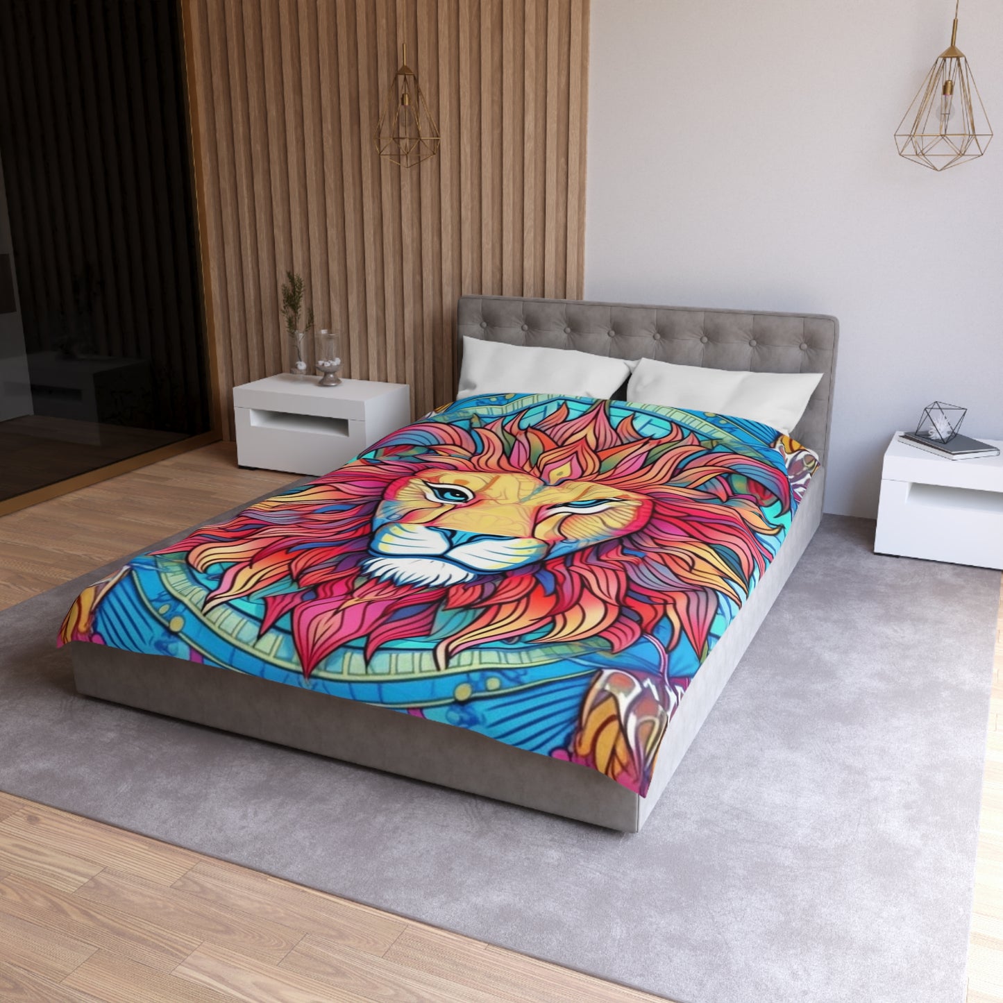 Astrological Leo - Cosmic Zodiac Constellation, Lion Symbol Art - Microfiber Duvet Cover