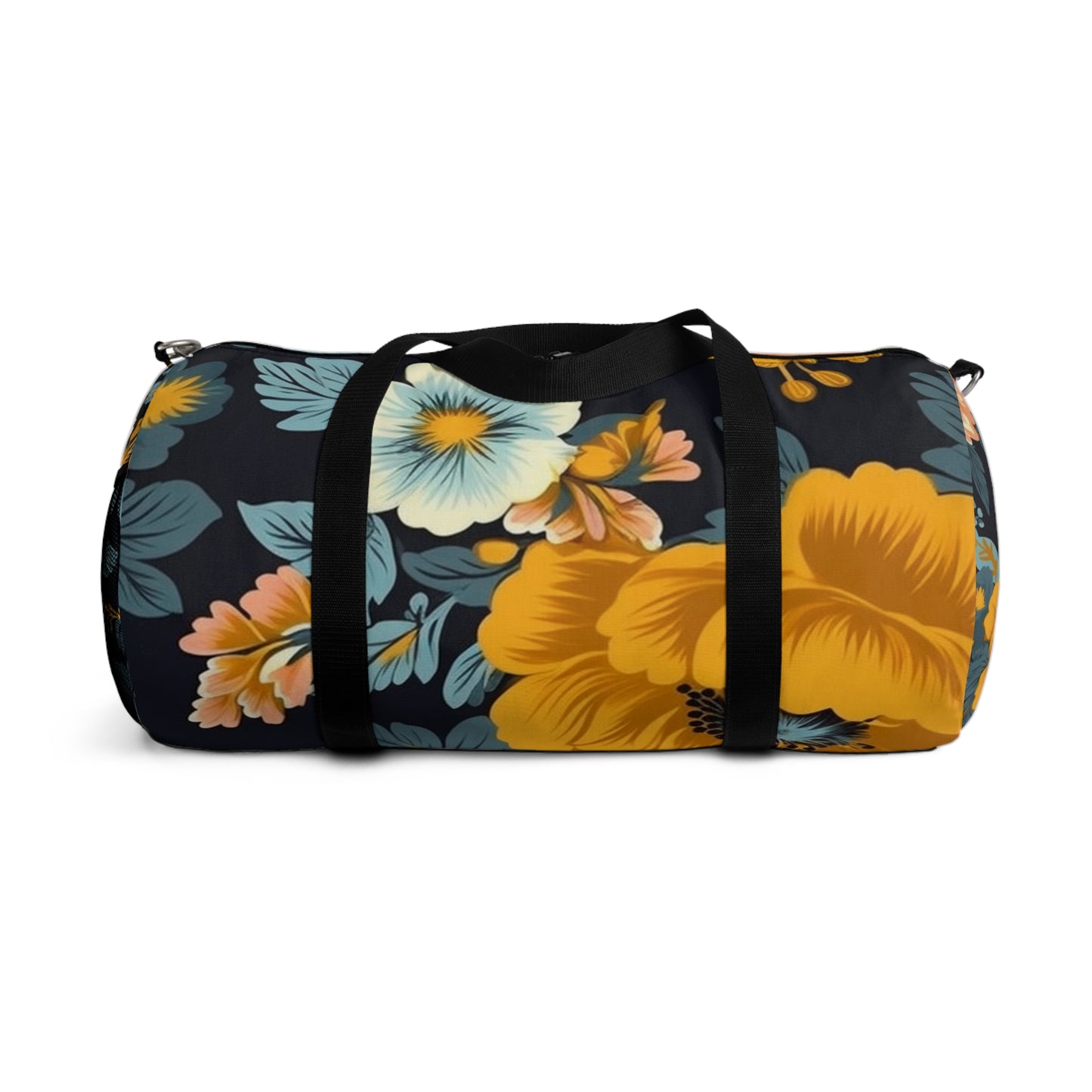 Vintage 50s 60s Inspired High-Waisted Floral Pattern Duffel Bag