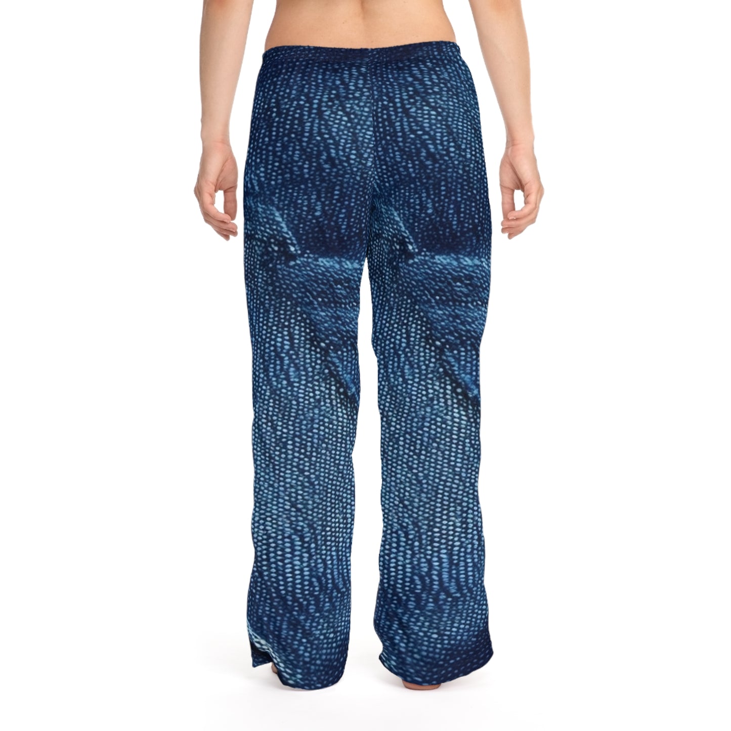 Dark Blue: Distressed Denim-Inspired Fabric Design - Women's Pajama Pants (AOP)