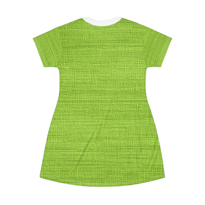 Lush Grass Neon Green: Denim-Inspired, Springtime Fabric Style - T-Shirt Dress (AOP)