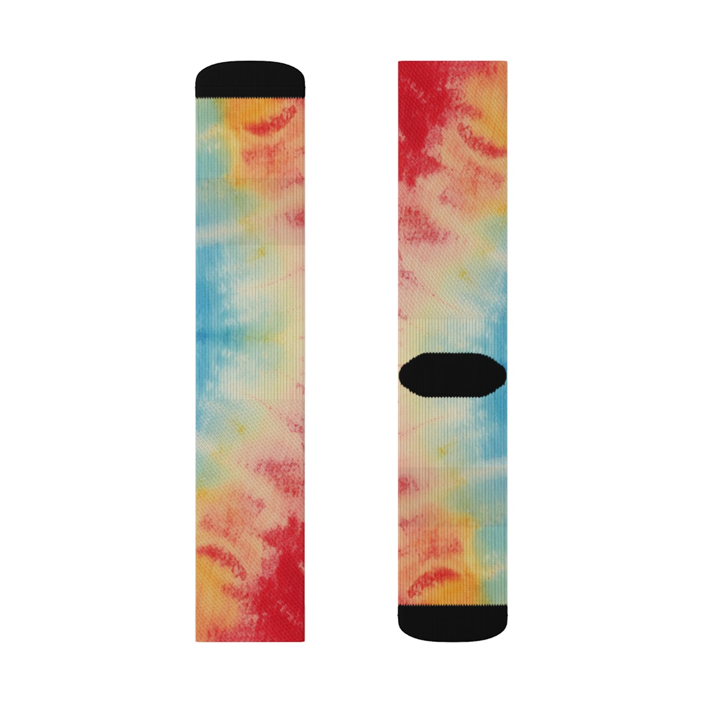 Rainbow Tie-Dye Denim: Espectáculo de diseño de tela multicolor vibrante - Calcetines de sublimación 