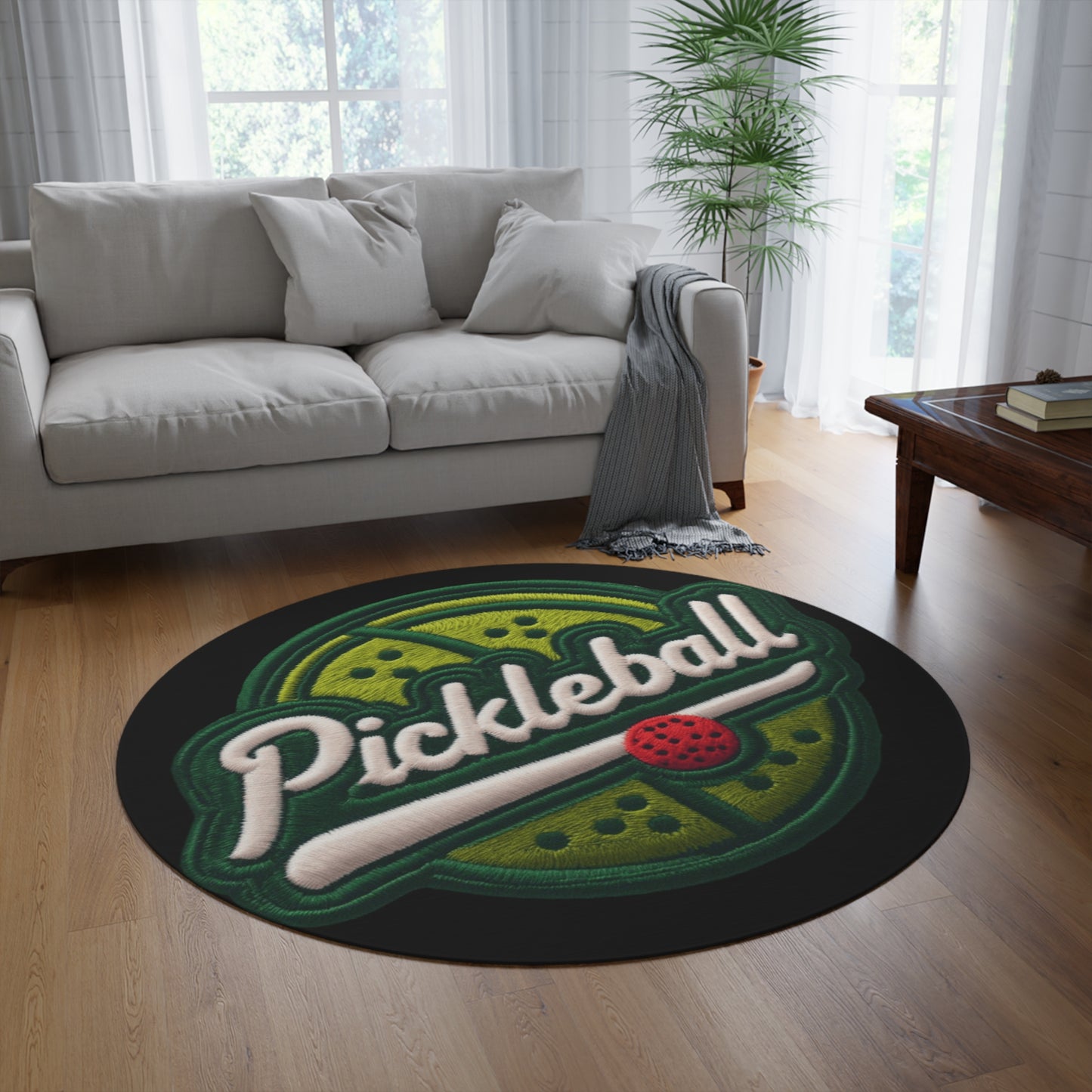 Pickleball Sport Embroider - Insignia de parche de chenilla - Alfombra redonda