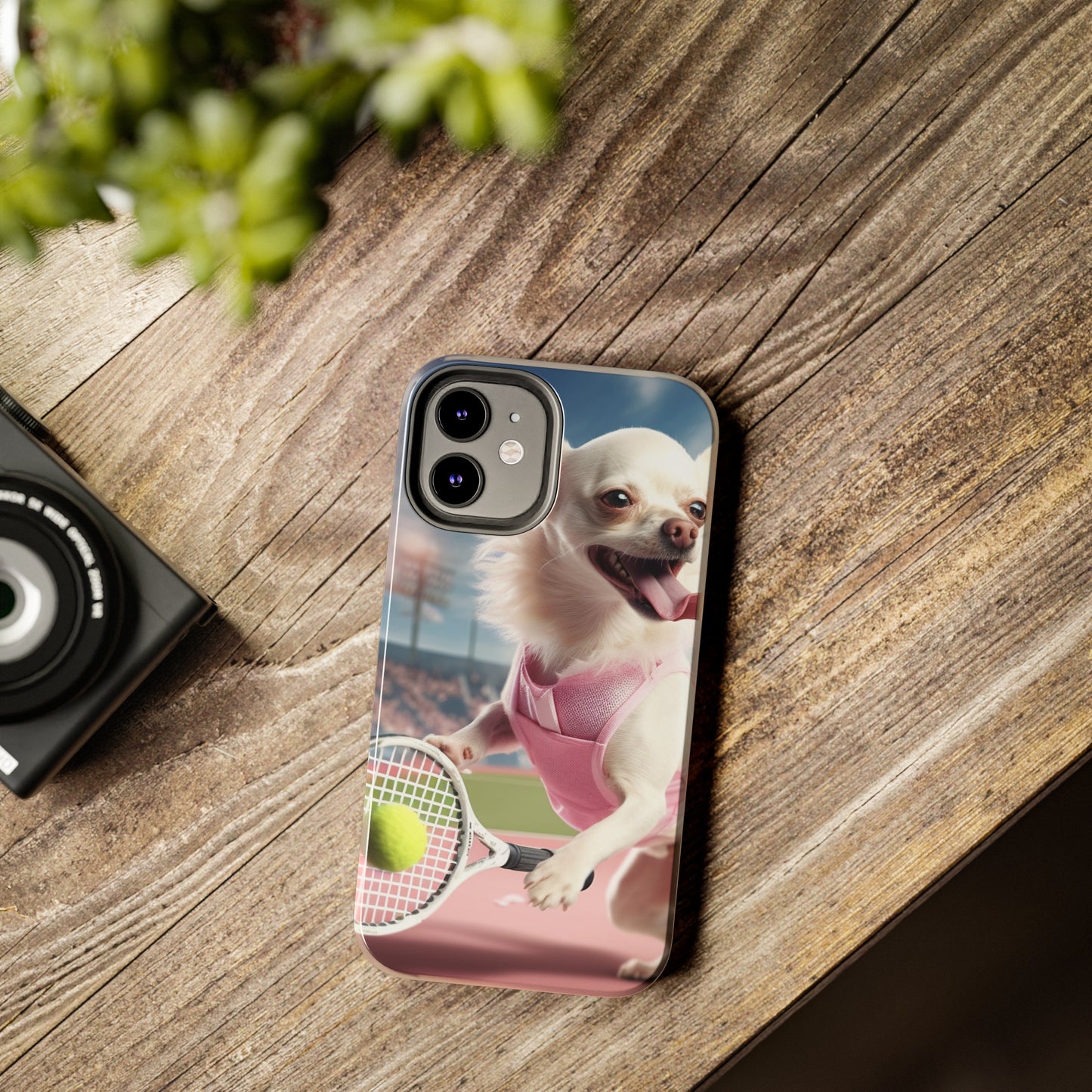 Chihuahua Tennis Ace: Dog Pink Outfit, Court Atheletic Sport Game - Tough Phone Cases