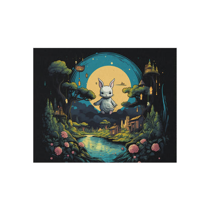White Rabbit Mystery Psychedelic Fantasy Anime Cartoon Bunny - Outdoor Rug