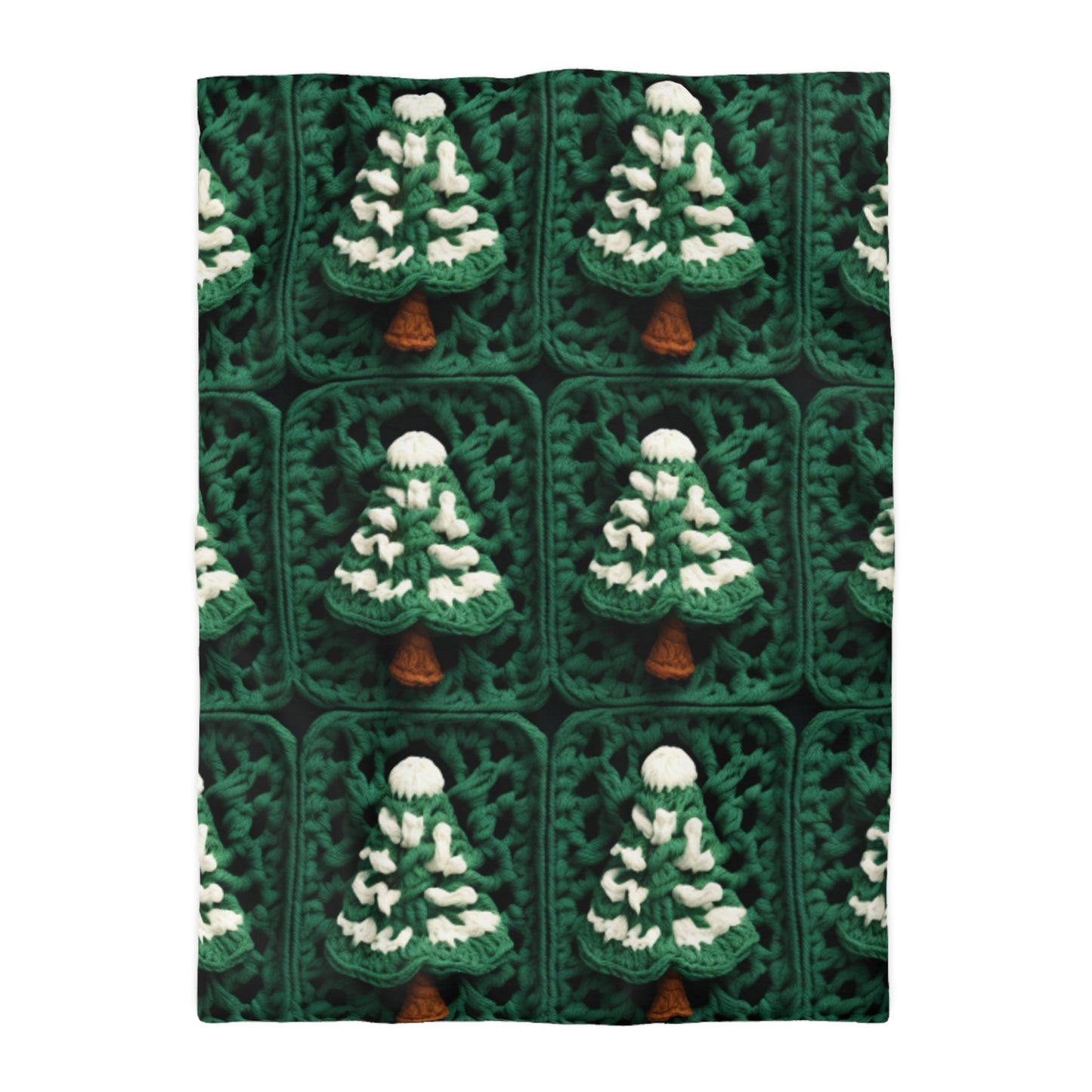 Ganchillo de árboles de Navidad de hoja perenne, artesanía navideña de pino festivo, bosque navideño, invierno - Funda nórdica de microfibra