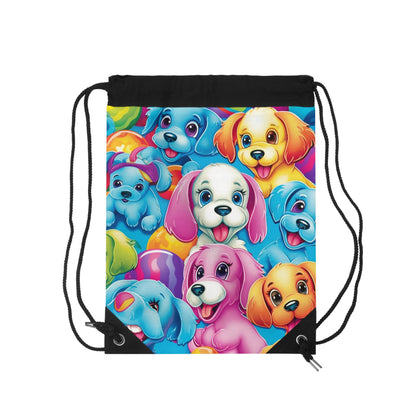 Happy Puppy & Dog Design - Vivid and Eye-Catching - Drawstring Bag