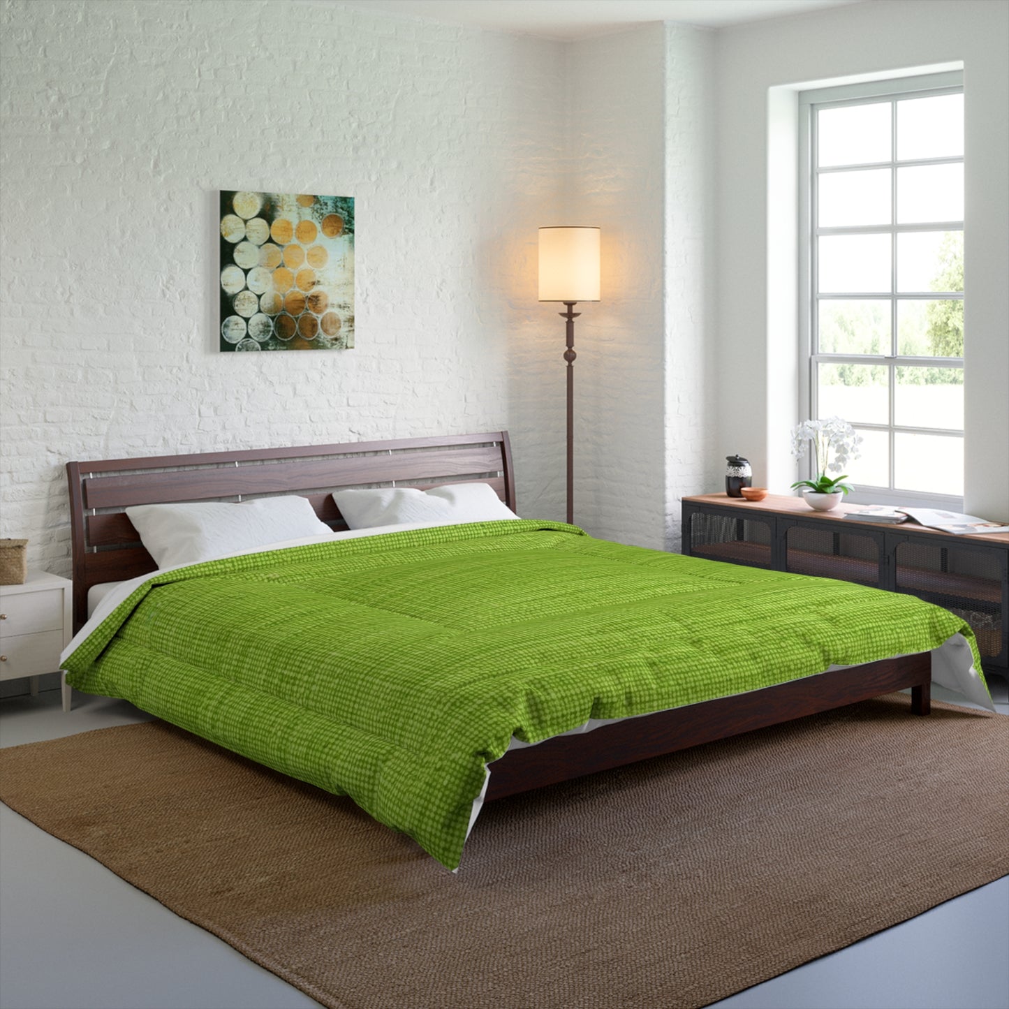 Lush Grass Neon Green: Denim-Inspired, Springtime Fabric Style - Comforter