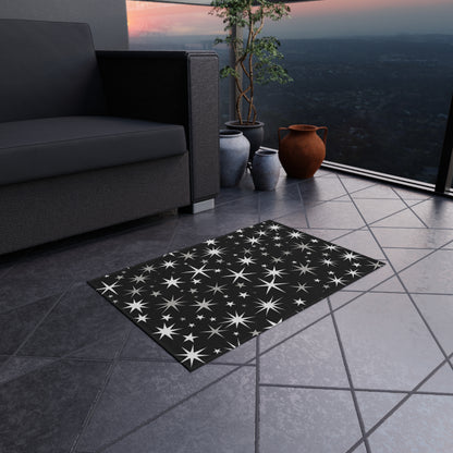 Mid Century Modern Atomic Starburst - Streamlined Minimal Stars - Outdoor Rug