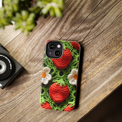 Strawberry Field Crochet - Forever Forest Greens - Fruit Berry Harvest Crop - Tough Phone Cases