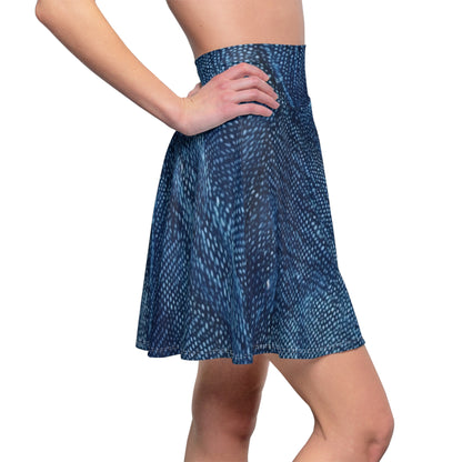 Dark Blue: Distressed Denim-Inspired Fabric Design - Women's Skater Skirt (AOP)