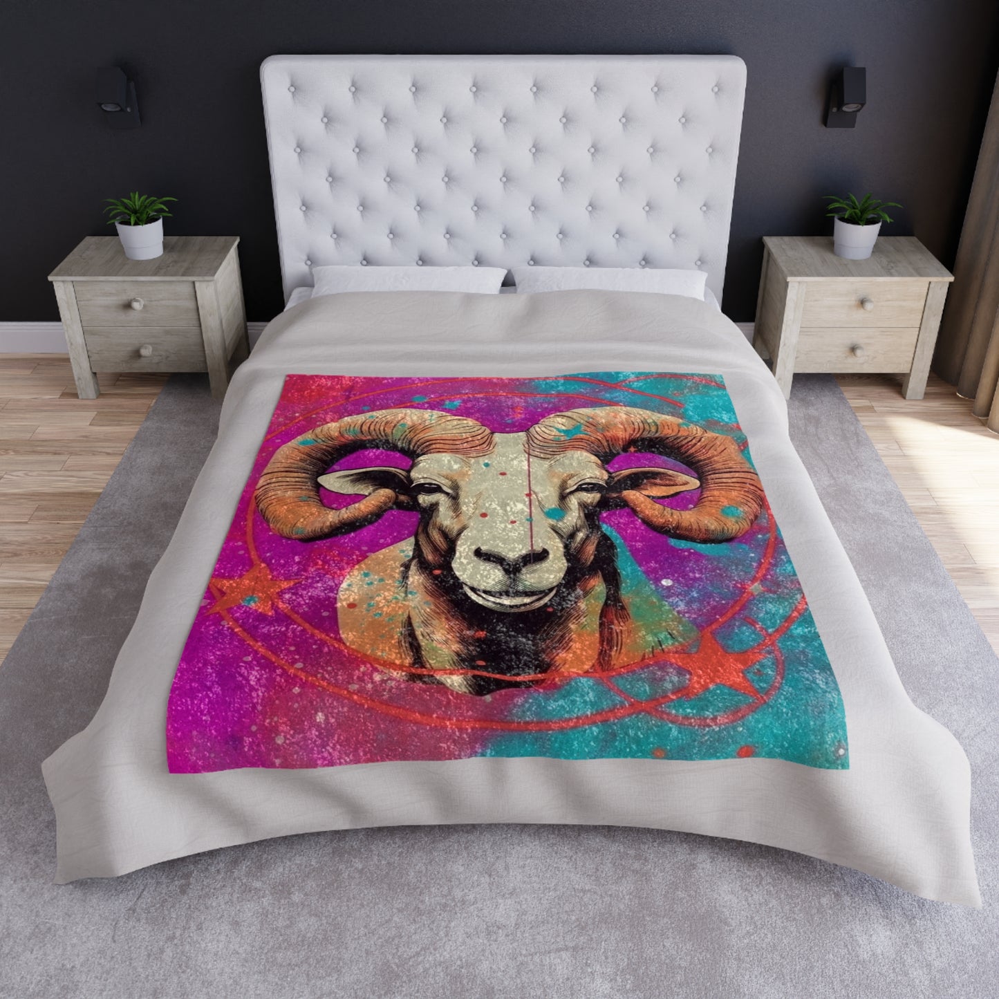 Pop Art Aries Constellation - Vibrant Zodiac Ram Symbol - Velvet Blanket