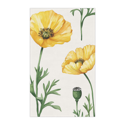 Geo Green / Yellow Poppy Kitchen Towel