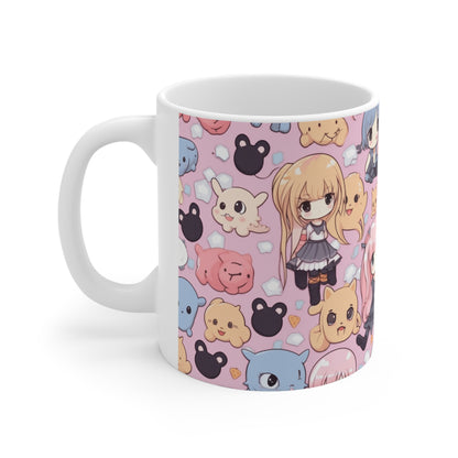 Kawaii Anime Girls: Cute and Adorable Manga Inspired Design - Ceramic Mug 11oz